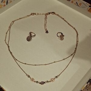 Layered Gold Dreamcatcher Necklace With Matching Earrings